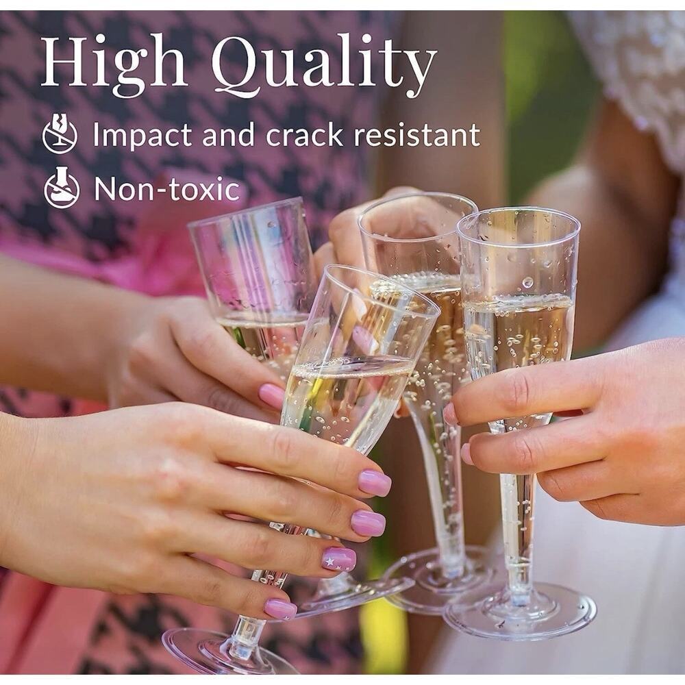 8-Pack Disposable Plastic Champagne Flutes 5.5 oz Party Cups - Picture 5 of 6